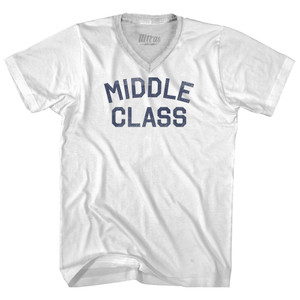 Middle Class Adult Tri-Blend V-neck T-shirt - White