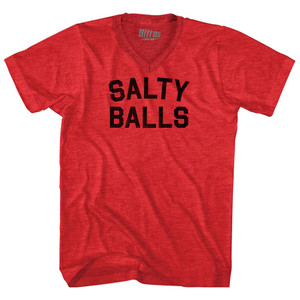 Salty Balls Adult Tri-Blend V-neck T-shirt - Athletic Red