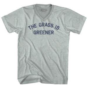 The Grass Is Greener Adult Tri-Blend V-neck T-shirt - Athletic Cool Grey The Grass Is Greener Adult Tri-Blend V-neck T-shirt - Athletic Cool Grey