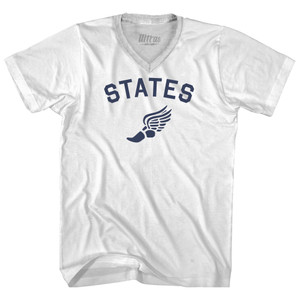 States Running Track Winged Foot Adult Tri-Blend V-neck T-shirt - White States Running Track Winged Foot Adult Tri-Blend V-neck T-shirt - White