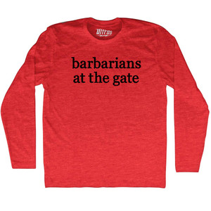 Barbarians at the Gate Rage Font Adult Tri-Blend Long Sleeve T-shirt - Athletic Red