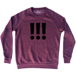 Exclamation Points Adult Tri-Blend Sweatshirt - Cranberry