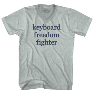 Keyboard Freedom Fighter Rage Font Adult Tri-Blend V-neck T-shirt - Athletic Cool Grey