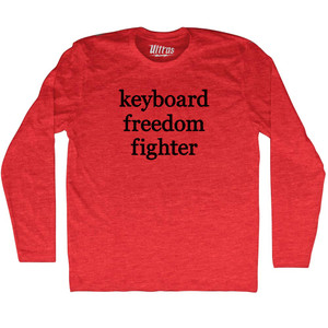 Keyboard Freedom Fighter Rage Font Adult Tri-Blend Long Sleeve T-shirt - Athletic Red