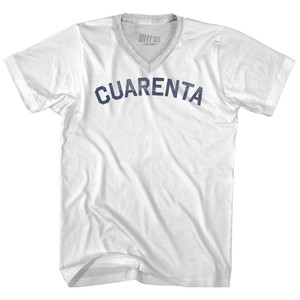 Cuarenta Adult Tri-Blend V-neck T-shirt - White