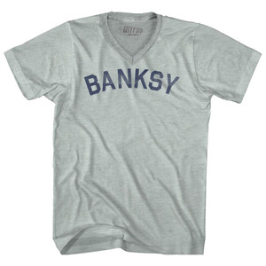 Banksy Adult Tri-Blend V-neck T-shirt - Athletic Cool Grey