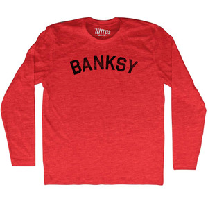 Banksy Adult Tri-Blend Long Sleeve T-shirt - Athletic Red
