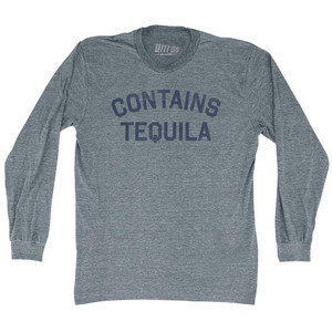 Contains Tequila Adult Tri-Blend Long Sleeve T-shirt - Athletic Grey