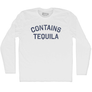 Contains Tequila Adult Cotton Long Sleeve T-shirt - White