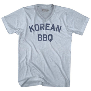 Korean BBQ Adult Tri-Blend V-neck T-shirt - Athletic White