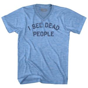 I See Dead People Adult Tri-Blend V-neck T-shirt - Athletic Blue
