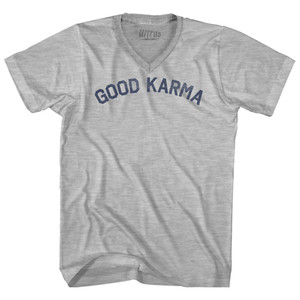 Good Karma Adult Cotton V-neck T-shirt - Grey Heather