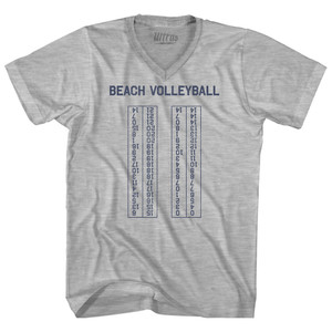 Beach Volleyball Switch Every 7 Points Scoring Chart Adult Cotton V-neck T-shirt - Grey Heather