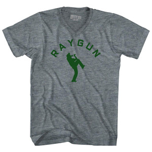 Raygun Kangaroo Breakdancing Adult Tri-Blend V-neck T-shirt - Athletic Grey Raygun Kangaroo Breakdancing Adult Tri-Blend V-neck T-shirt - Athletic Grey