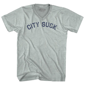 City Suck Adult Tri-Blend V-neck T-shirt - Athletic Cool Grey