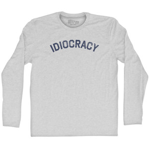 Idiocracy Adult Cotton Long Sleeve T-shirt - Grey Heather
