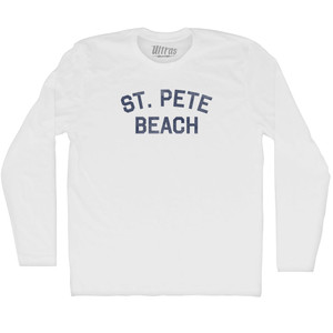 St. Pete Beach Adult Cotton Long Sleeve T-shirt - White