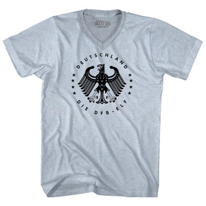 Germany Eagle Deutschland Soccer 4 World Cups Adult Tri-Blend V-neck T-shirt - Athletic White Germany Eagle Deutschland Soccer 4 World Cups Adult Tri-Blend V-neck T-shirt - Athletic White