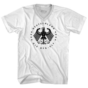 Germany Eagle Deutschland Soccer 4 World Cups Adult Tri-Blend V-neck T-shirt - White Germany Eagle Deutschland Soccer 4 World Cups Adult Tri-Blend V-neck T-shirt - White
