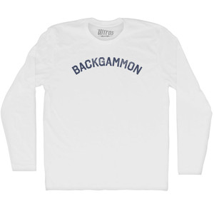 Backgammon Adult Cotton Long Sleeve T-shirt - White
