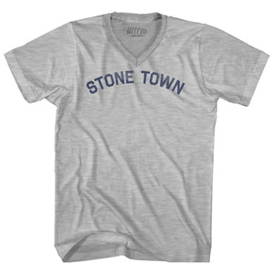 Stone Town Adult Cotton V-Neck T-Shirt - Grey Heather