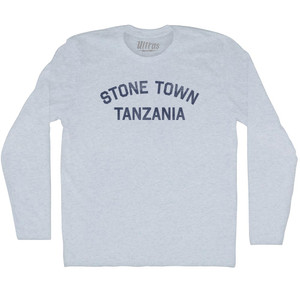 Stone Town Tanzania Adult Tri-Blend Long Sleeve T-Shirt - Athletic White Stone Town Tanzania Adult Tri-Blend Long Sleeve T-Shirt - Athletic White