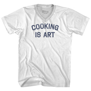 Cooking Is Art Adult Tri-Blend V-neck T-shirt - White