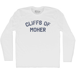 Cliffs Of Moher Adult Cotton Long Sleeve T-shirt - White Cliffs Of Moher Adult Cotton Long Sleeve T-shirt - White