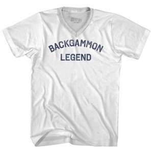 Backgammon Legend Adult Tri-Blend V-neck T-shirt - White