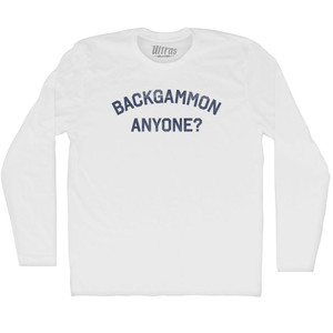 Backgammon Anyone Adult Cotton Long Sleeve T-shirt - White