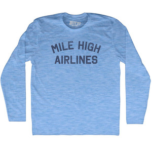 Mile High Airlines Adult Tri-Blend Long Sleeve T-shirt - Athletic Blue Mile High Airlines Adult Tri-Blend Long Sleeve T-shirt - Athletic Blue