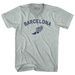 Barcelona Running Track Winged Foot Adult Tri-Blend V-neck T-shirt - Athletic Cool Grey Barcelona Running Track Winged Foot Adult Tri-Blend V-neck T-shirt - Athletic Cool Grey
