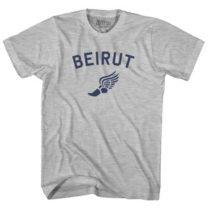 Beirut Running Track Winged Foot Womens Cotton Junior Cut T-Shirt - Grey Heather Beirut Running Track Winged Foot Womens Cotton Junior Cut T-Shirt - Grey Heather