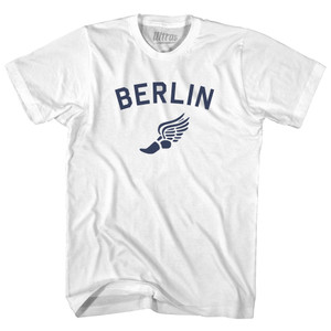 Berlin Running Track Winged Foot Womens Cotton Junior Cut T-Shirt - White Berlin Running Track Winged Foot Womens Cotton Junior Cut T-Shirt - White