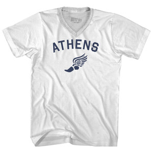 Athens Running Track Winged Foot Adult Tri-Blend V-neck T-shirt - White Athens Running Track Winged Foot Adult Tri-Blend V-neck T-shirt - White