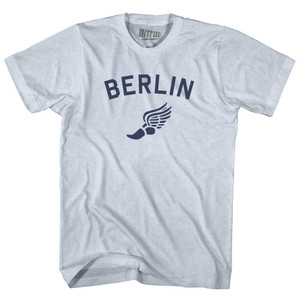 Berlin Running Track Winged Foot Adult Tri-Blend T-shirt - Athletic White
