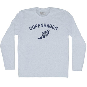 Copenhagen Running Track Winged Foot Adult Tri-Blend Long Sleeve T-shirt - Athletic White Copenhagen Running Track Winged Foot Adult Tri-Blend Long Sleeve T-shirt - Athletic White