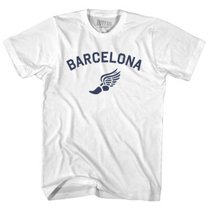 Barcelona Running Track Winged Foot Youth Cotton T-shirt - White
