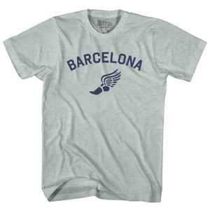 Barcelona Running Track Winged Foot Adult Tri-Blend T-shirt - Athletic Cool Grey Barcelona Running Track Winged Foot Adult Tri-Blend T-shirt - Athletic Cool Grey