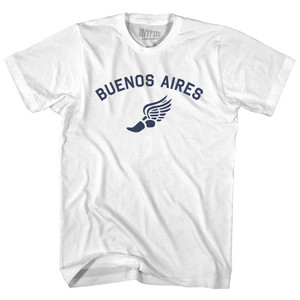 Buenos Aires Running Track Winged Foot Adult Cotton T-shirt - White Buenos Aires Running Track Winged Foot Adult Cotton T-shirt - White