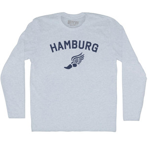 Hamburg Running Track Winged Foot Adult Tri-Blend Long Sleeve T-shirt - Athletic White