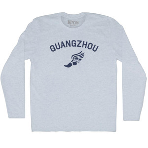 Guangzhou Running Track Winged Foot Adult Tri-Blend Long Sleeve T-shirt - Athletic White