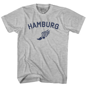 Hamburg Running Track Winged Foot Adult Cotton T-shirt - Grey Heather Hamburg Running Track Winged Foot Adult Cotton T-shirt - Grey Heather