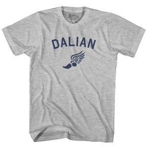 Dalian Running Track Winged Foot Womens Cotton Junior Cut T-Shirt - Grey Heather Dalian Running Track Winged Foot Womens Cotton Junior Cut T-Shirt - Grey Heather