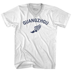 Guangzhou Running Track Winged Foot Adult Tri-Blend V-neck T-shirt - White Guangzhou Running Track Winged Foot Adult Tri-Blend V-neck T-shirt - White