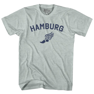 Hamburg Running Track Winged Foot Adult Tri-Blend T-shirt - Athletic Cool Grey