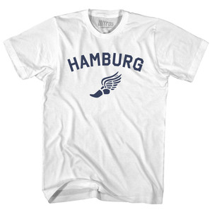 Hamburg Running Track Winged Foot Womens Cotton Junior Cut T-Shirt - White Hamburg Running Track Winged Foot Womens Cotton Junior Cut T-Shirt - White