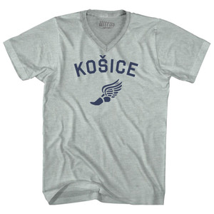 Kosice Running Track Winged Foot Adult Tri-Blend V-neck T-shirt - Athletic Cool Grey