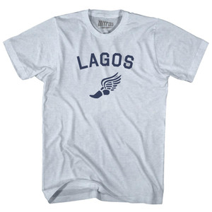 Lagos Running Track Winged Foot Adult Tri-Blend T-shirt - Athletic White