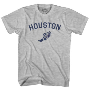 Houston Running Track Winged Foot Womens Cotton Junior Cut T-Shirt - Grey Heather Houston Running Track Winged Foot Womens Cotton Junior Cut T-Shirt - Grey Heather